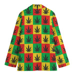 Reggae Marijuana Leaf Pattern Print Women's Cotton Blazer
