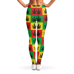 Reggae Marijuana Leaf Pattern Print Women's Leggings