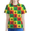 Reggae Marijuana Leaf Pattern Print Women's Polo Shirt