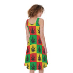 Reggae Marijuana Leaf Pattern Print Women's Sleeveless Dress