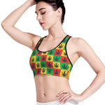 Reggae Marijuana Leaf Pattern Print Women's Sports Bra