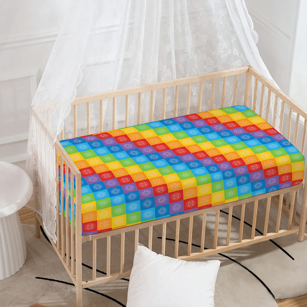 Reiki And The 7 Chakras Pattern Print Baby Crib Sheet