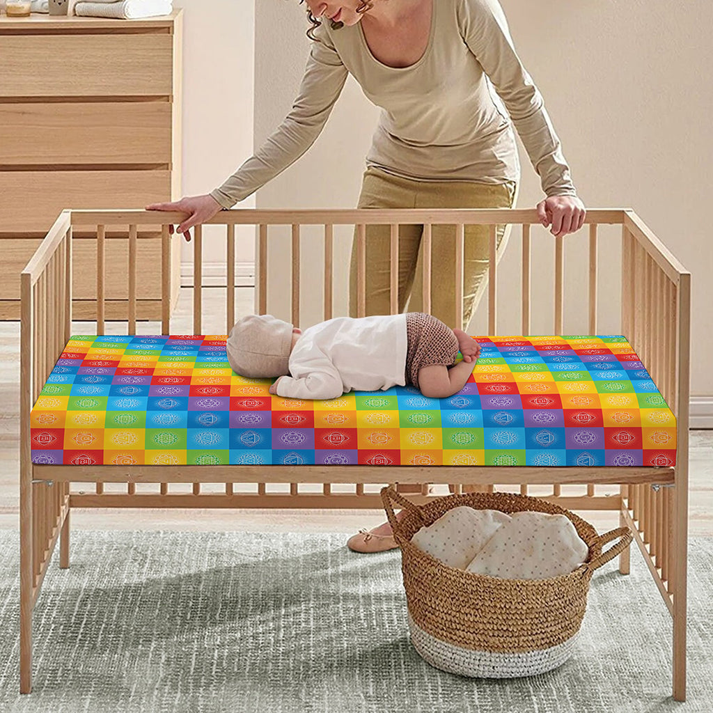 Reiki And The 7 Chakras Pattern Print Baby Crib Sheet