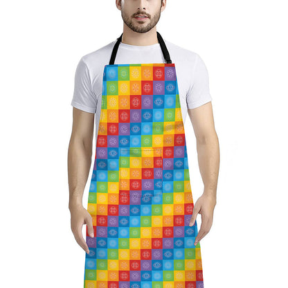 Reiki And The 7 Chakras Pattern Print Bib Apron With Pocket