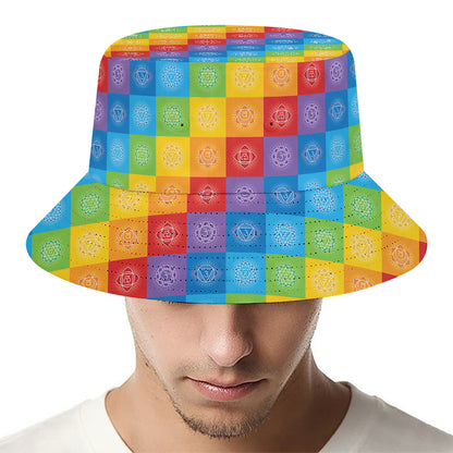 Reiki And The 7 Chakras Pattern Print Bucket Hat