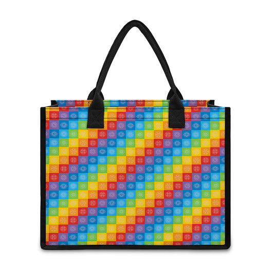 Reiki And The 7 Chakras Pattern Print Canvas Tote Bag