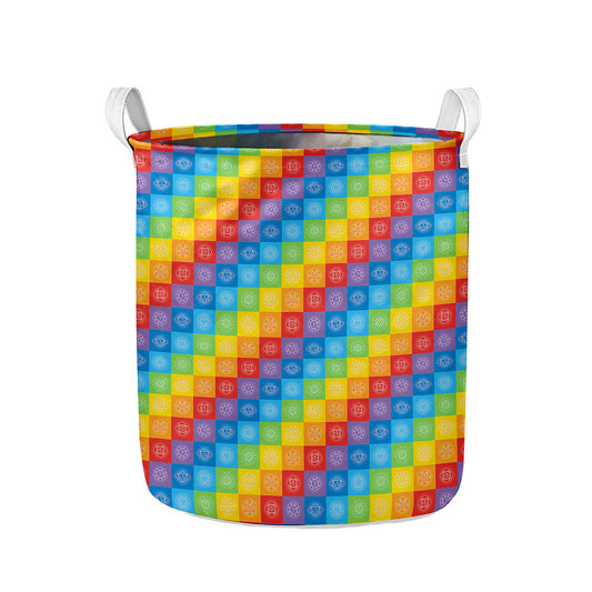 Reiki And The 7 Chakras Pattern Print Collapsible Laundry Basket