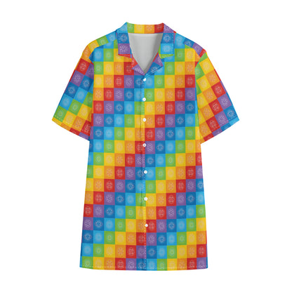 Reiki And The 7 Chakras Pattern Print Cotton Hawaiian Shirt
