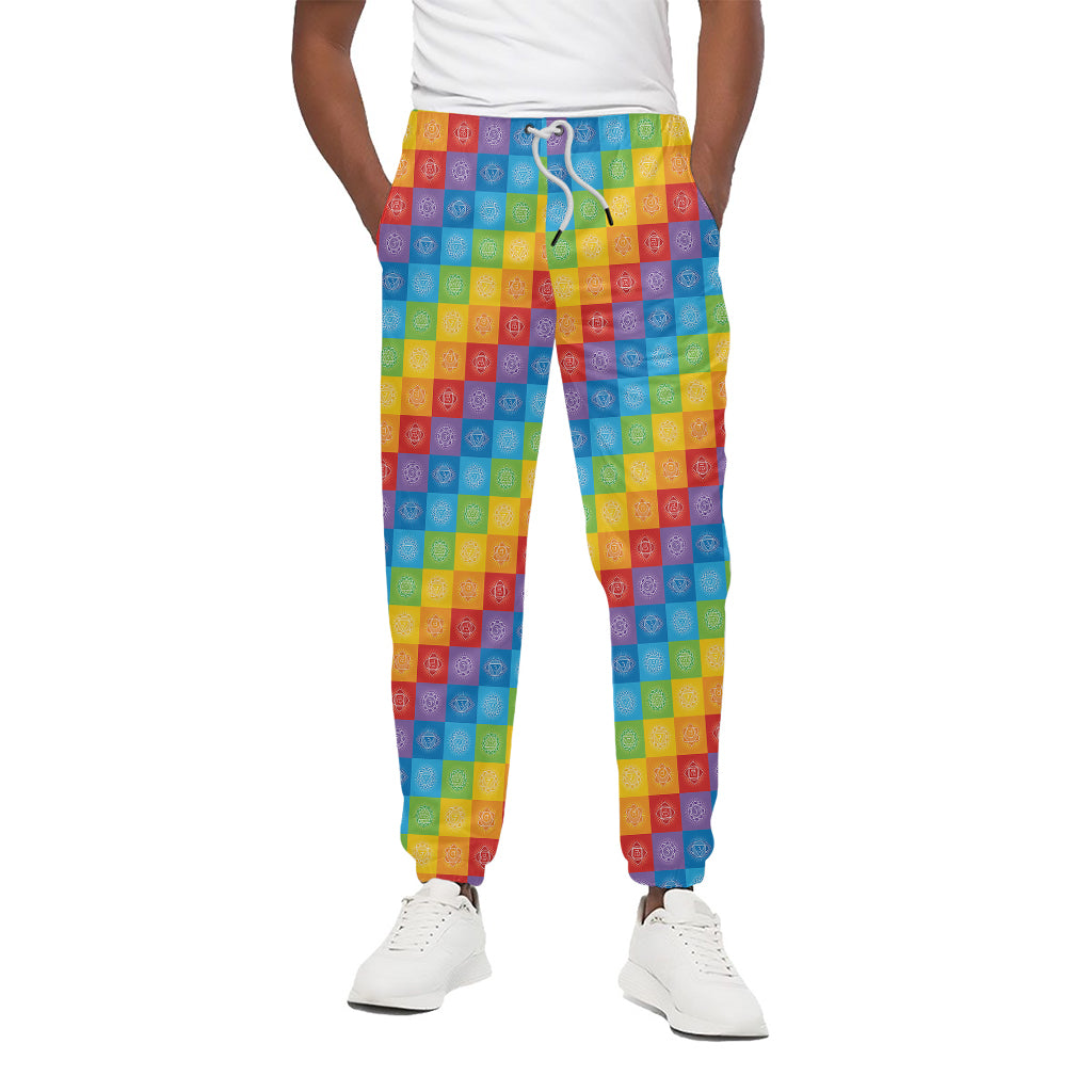 Reiki And The 7 Chakras Pattern Print Cotton Pants