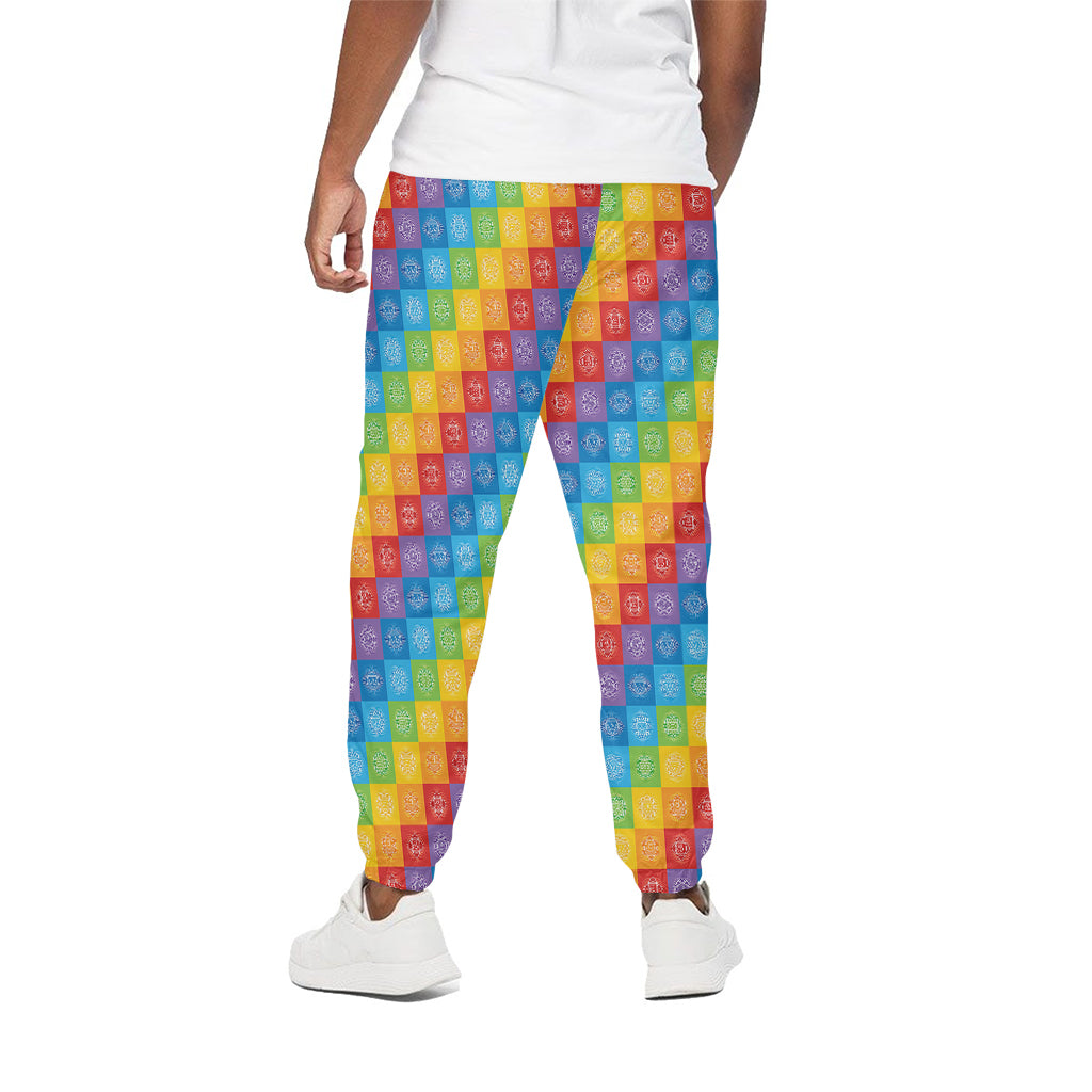 Reiki And The 7 Chakras Pattern Print Cotton Pants