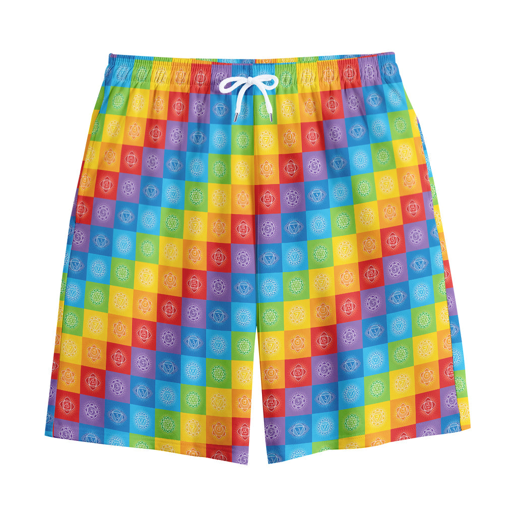 Reiki And The 7 Chakras Pattern Print Cotton Shorts