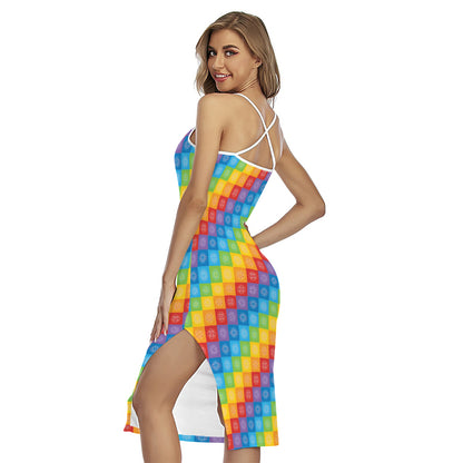 Reiki And The 7 Chakras Pattern Print Cross Back Cami Dress