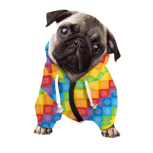 Reiki And The 7 Chakras Pattern Print Dog Zip Up Hoodie