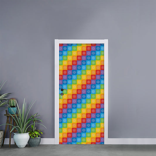 Reiki And The 7 Chakras Pattern Print Door Sticker