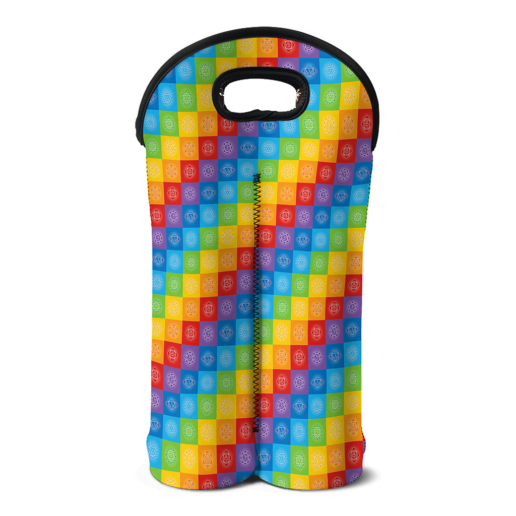 Reiki And The 7 Chakras Pattern Print Double Neoprene Wine Tote