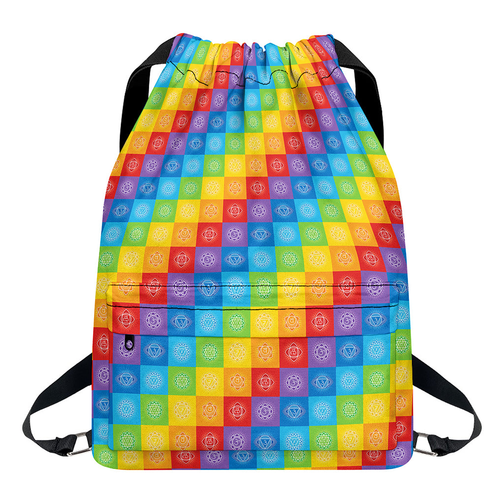 Reiki And The 7 Chakras Pattern Print Drawstring Backpack