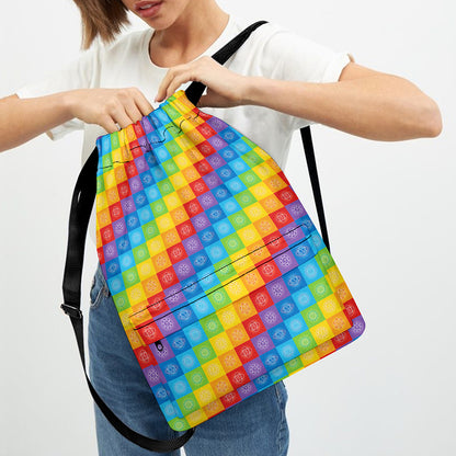 Reiki And The 7 Chakras Pattern Print Drawstring Backpack