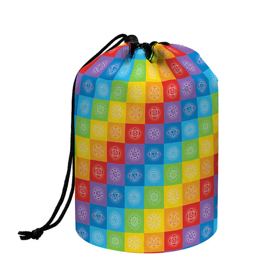 Reiki And The 7 Chakras Pattern Print Drawstring Makeup Bag