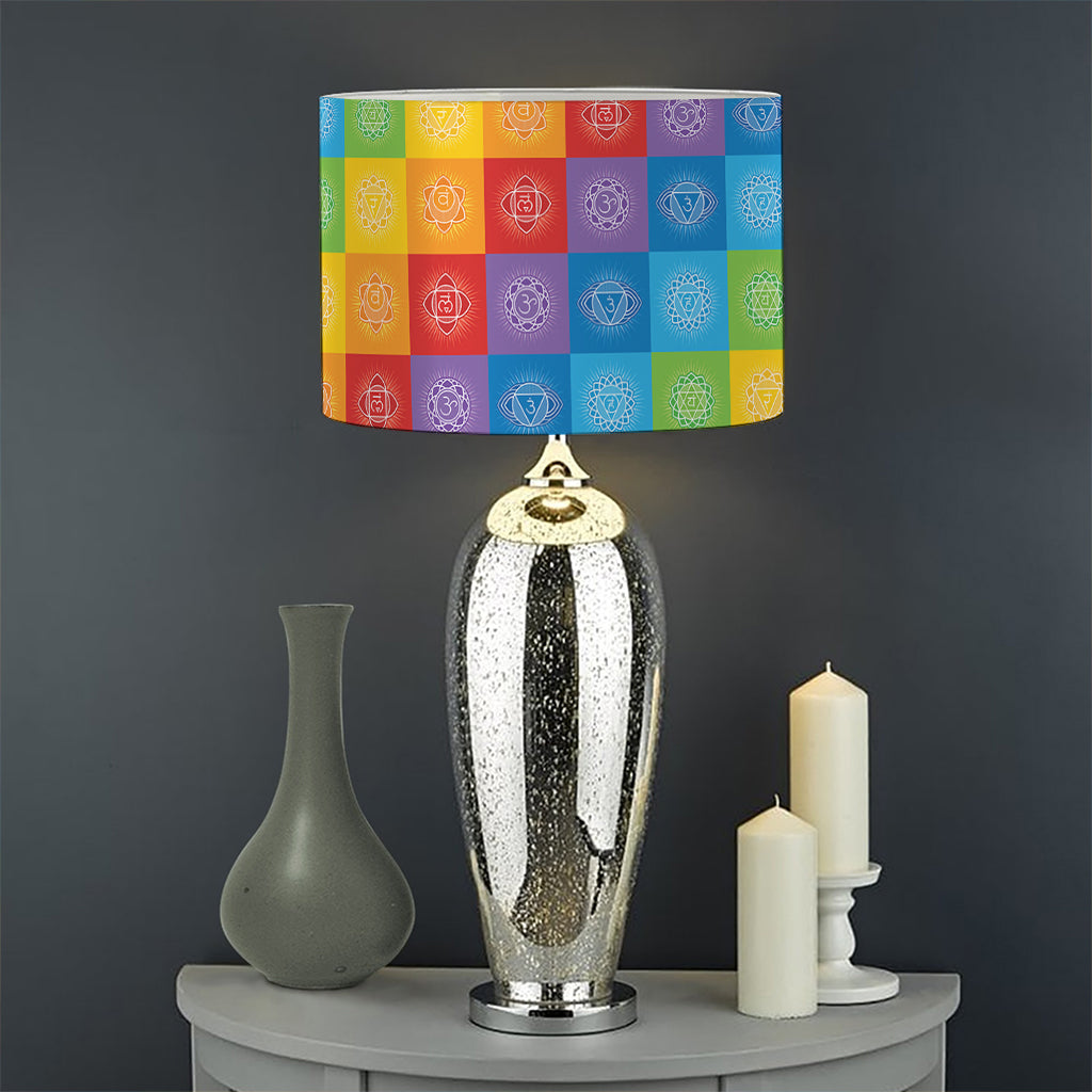 Reiki And The 7 Chakras Pattern Print Drum Lamp Shade