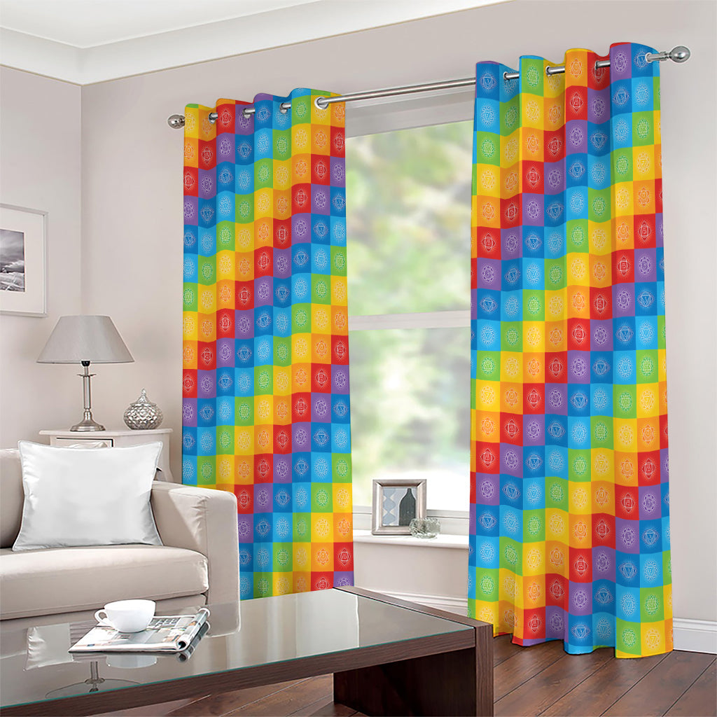 Reiki And The 7 Chakras Pattern Print Extra Wide Grommet Curtains