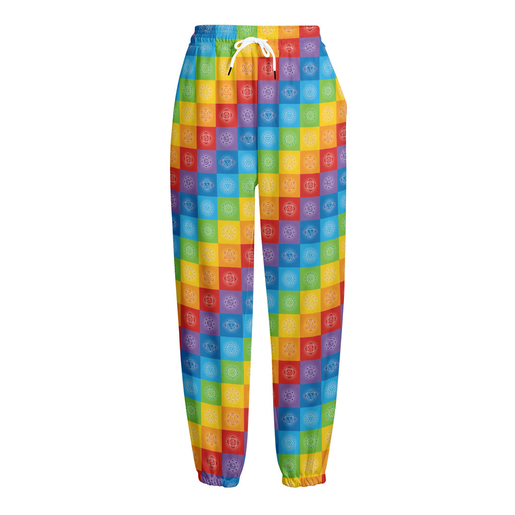 Reiki And The 7 Chakras Pattern Print Fleece Lined Knit Pants