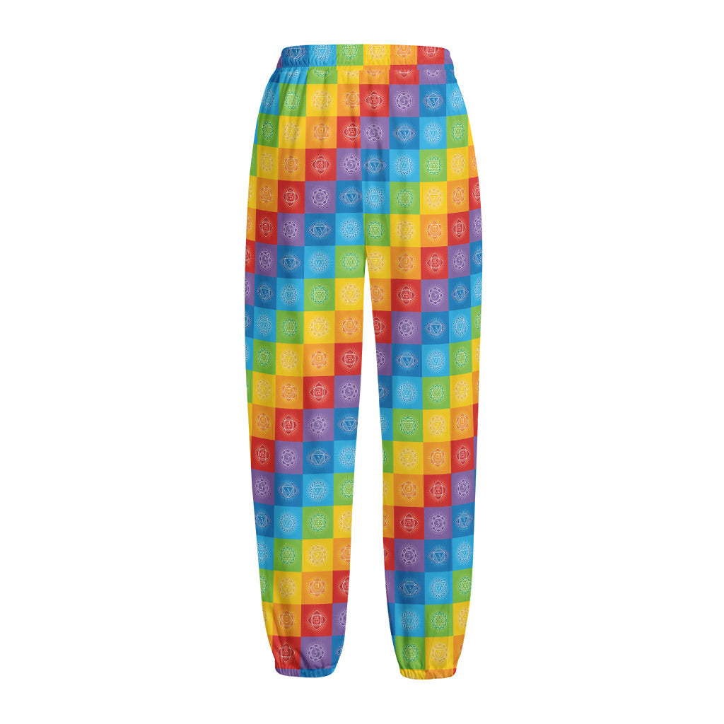 Reiki And The 7 Chakras Pattern Print Fleece Lined Knit Pants