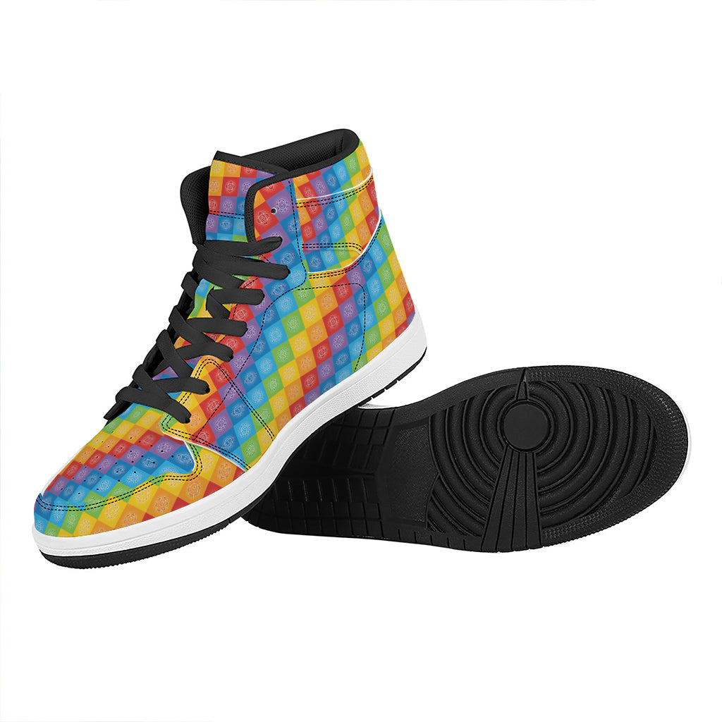 Reiki And The 7 Chakras Pattern Print High Top Leather Sneakers