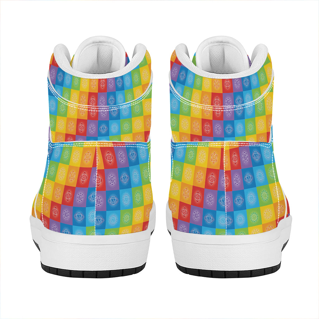 Reiki And The 7 Chakras Pattern Print High Top Leather Sneakers