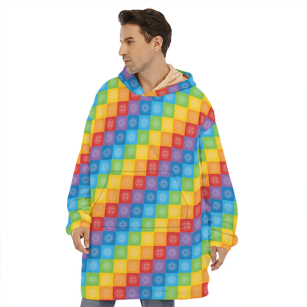 Reiki And The 7 Chakras Pattern Print Hoodie Blanket