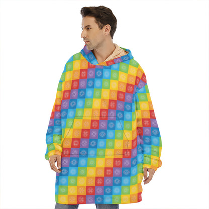 Reiki And The 7 Chakras Pattern Print Hoodie Blanket