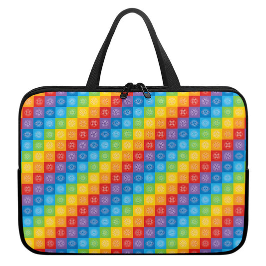 Reiki And The 7 Chakras Pattern Print Laptop Sleeve With Handle