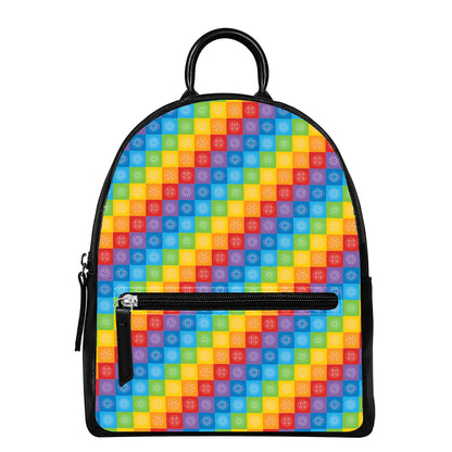 Reiki And The 7 Chakras Pattern Print Leather Backpack