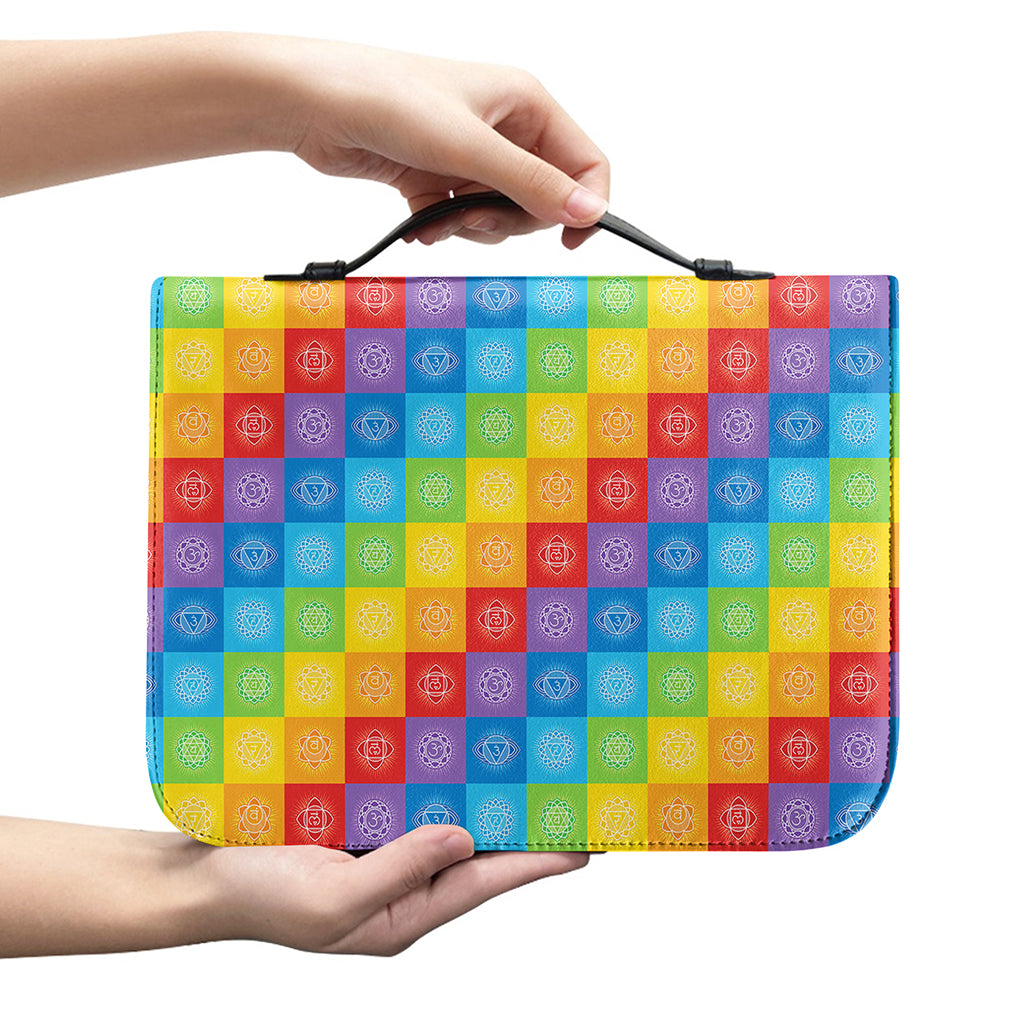 Reiki And The 7 Chakras Pattern Print Leather Bible Cover