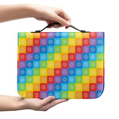 Reiki And The 7 Chakras Pattern Print Leather Bible Cover
