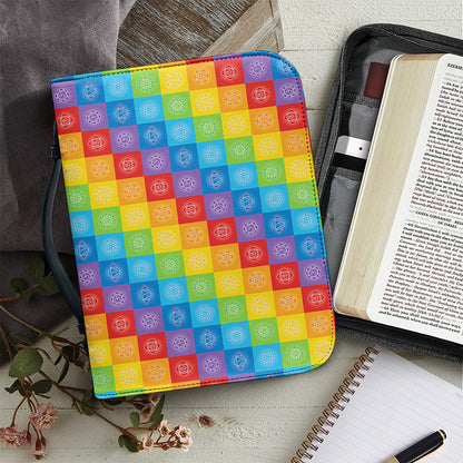 Reiki And The 7 Chakras Pattern Print Leather Bible Cover