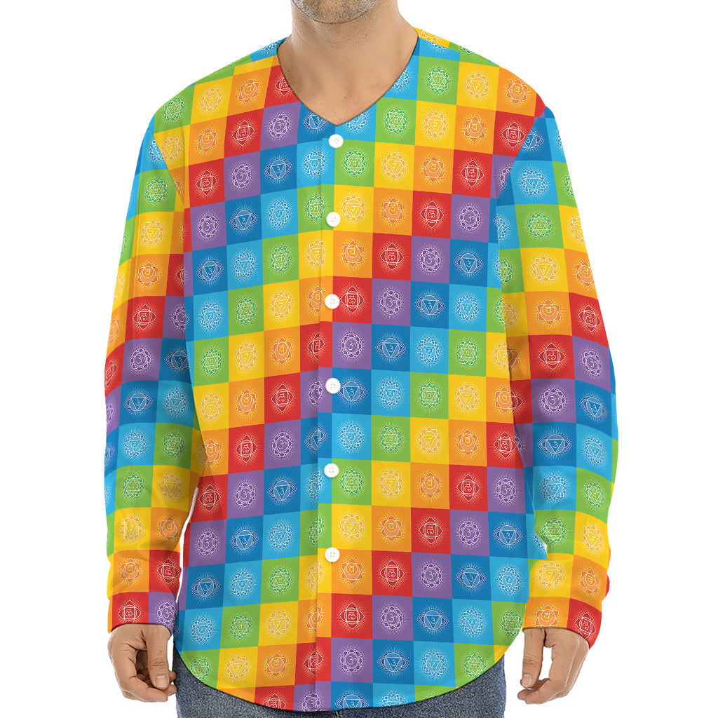 Reiki And The 7 Chakras Pattern Print Long Sleeve Baseball Jersey