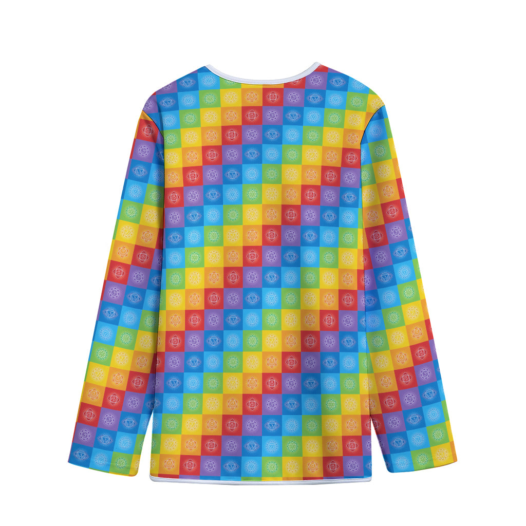 Reiki And The 7 Chakras Pattern Print Long Sleeve Short Coat