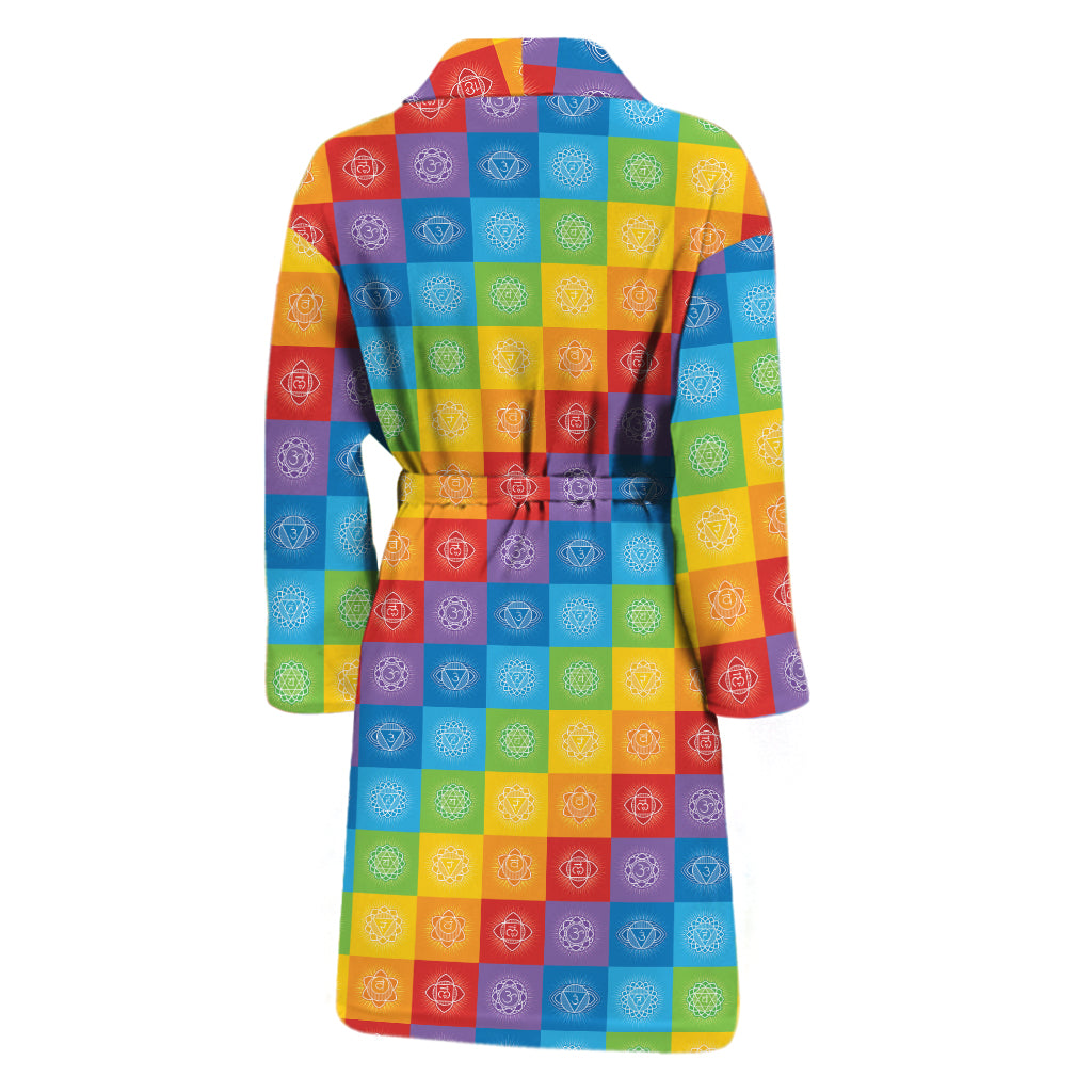 Reiki And The 7 Chakras Pattern Print Men's Bathrobe