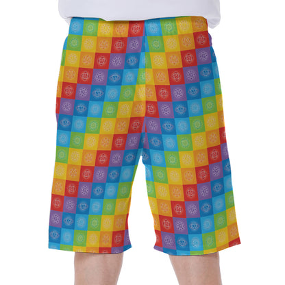 Reiki And The 7 Chakras Pattern Print Men's Beach Shorts