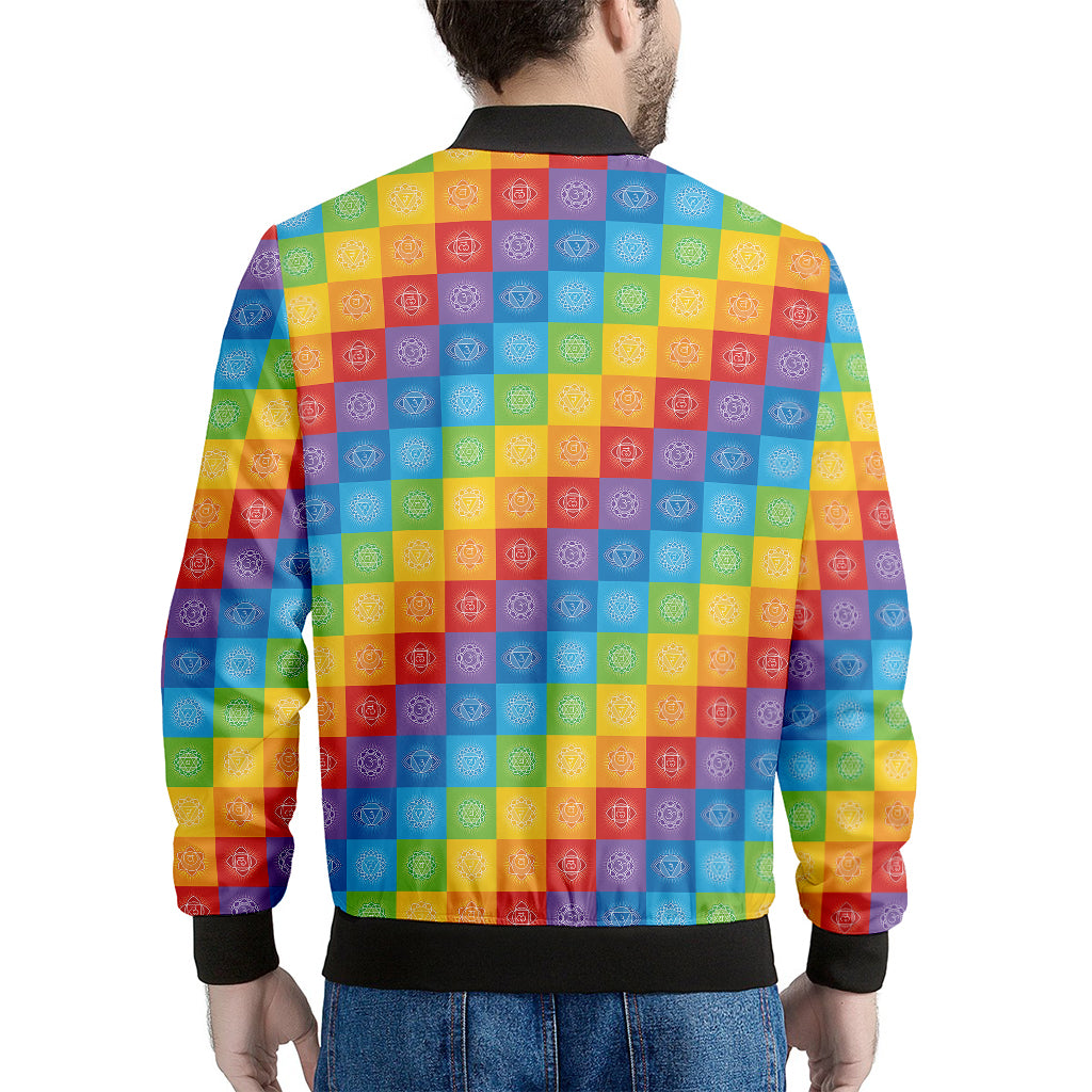 Reiki And The 7 Chakras Pattern Print Men's Bomber Jacket