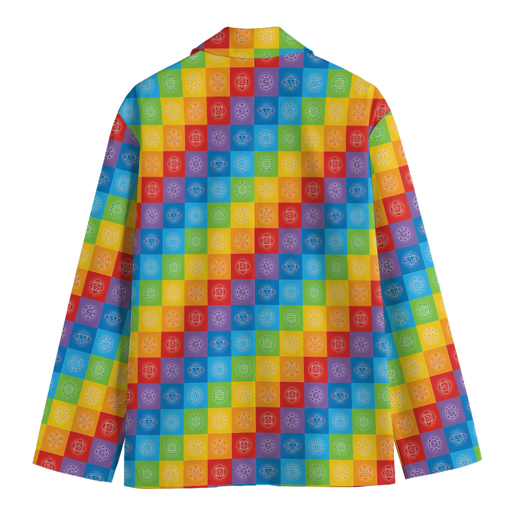 Reiki And The 7 Chakras Pattern Print Men's Cotton Blazer