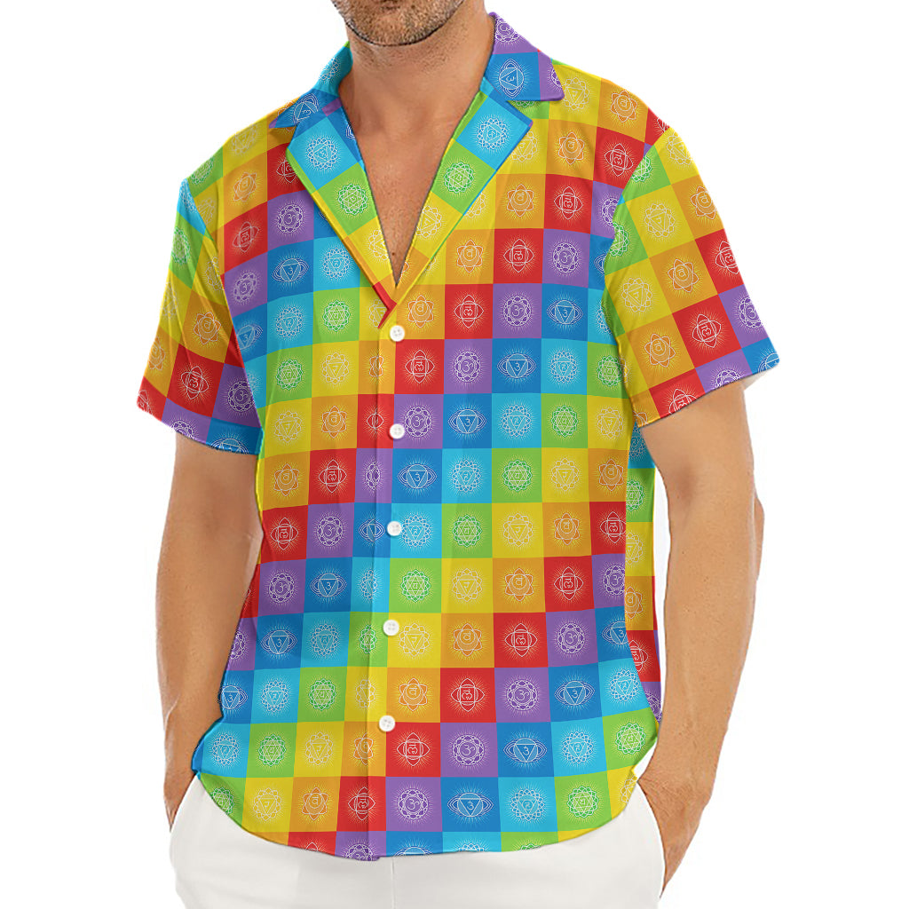 Reiki And The 7 Chakras Pattern Print Men's Deep V-Neck Shirt