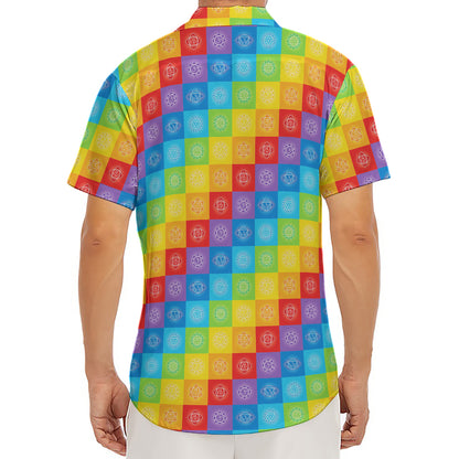Reiki And The 7 Chakras Pattern Print Men's Deep V-Neck Shirt