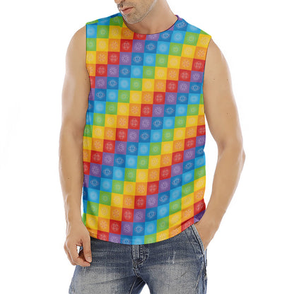 Reiki And The 7 Chakras Pattern Print Men's Fitness Tank Top