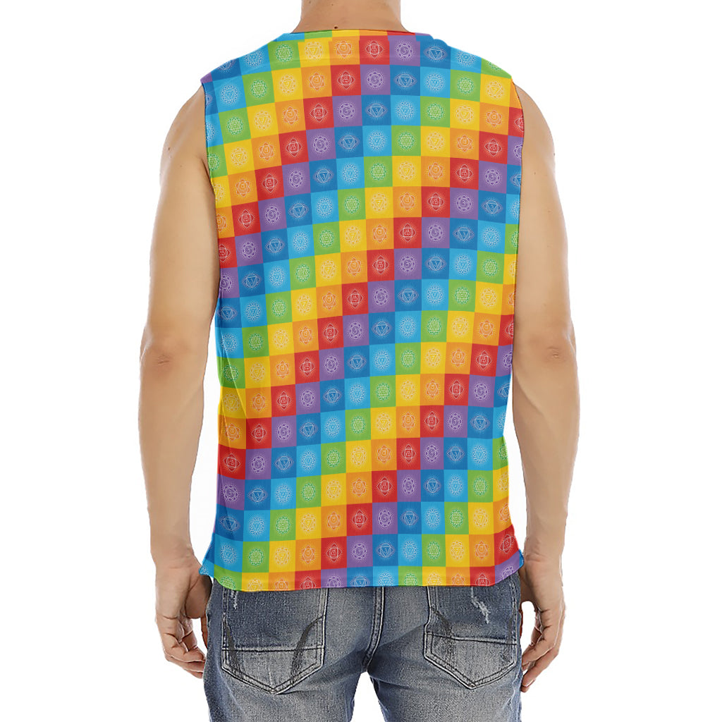 Reiki And The 7 Chakras Pattern Print Men's Fitness Tank Top