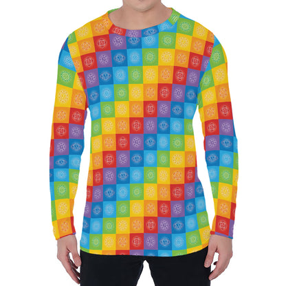 Reiki And The 7 Chakras Pattern Print Men's Long Sleeve T-Shirt