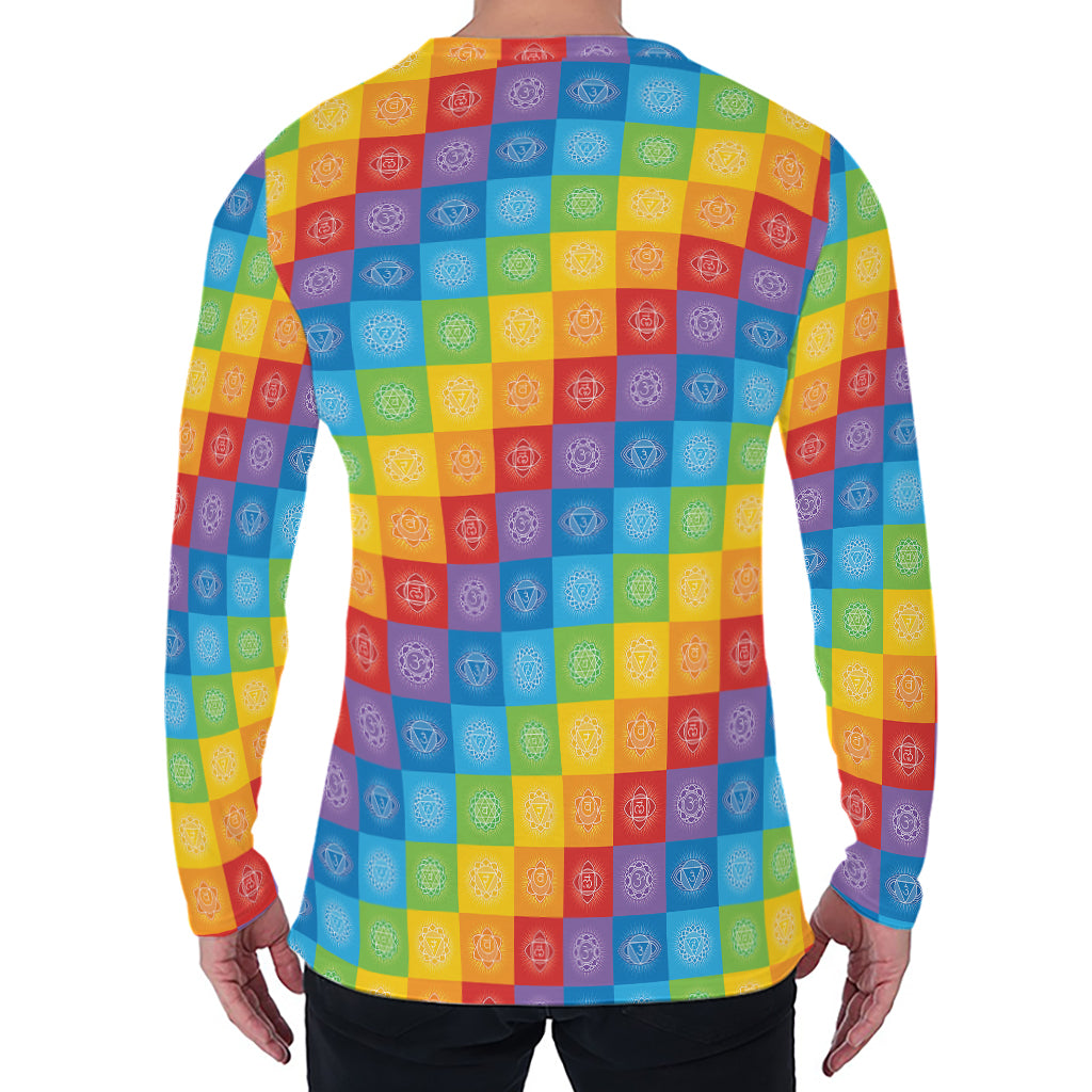 Reiki And The 7 Chakras Pattern Print Men's Long Sleeve T-Shirt