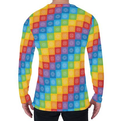 Reiki And The 7 Chakras Pattern Print Men's Long Sleeve T-Shirt