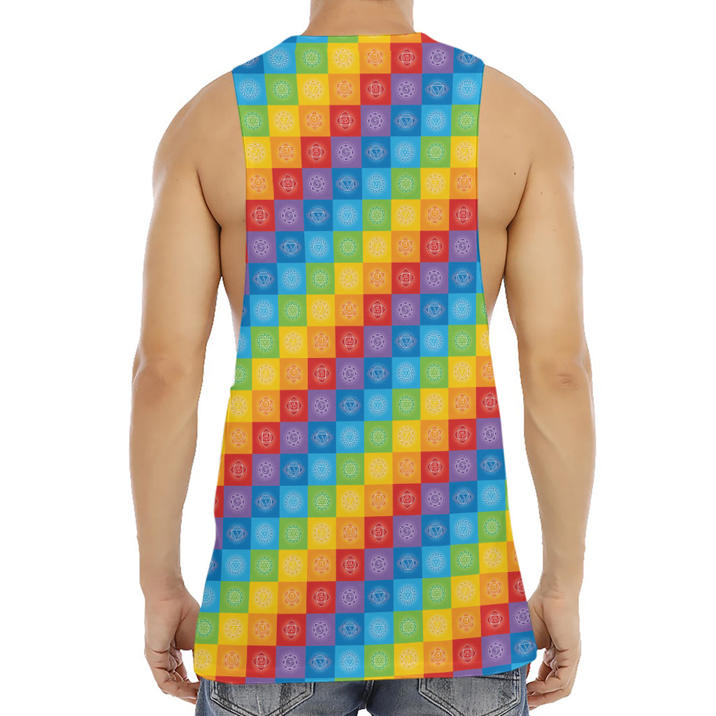 Reiki And The 7 Chakras Pattern Print Men's Muscle Tank Top