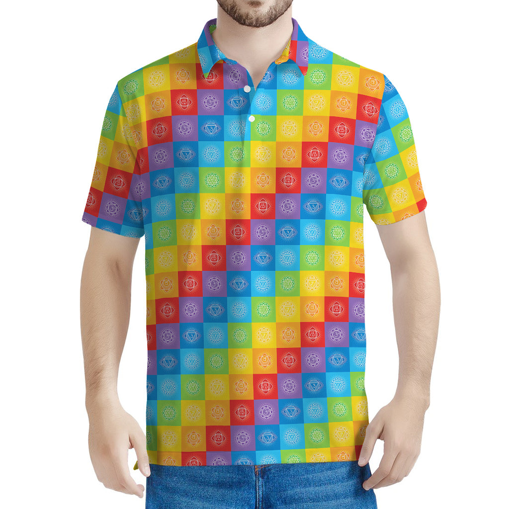 Reiki And The 7 Chakras Pattern Print Men's Polo Shirt